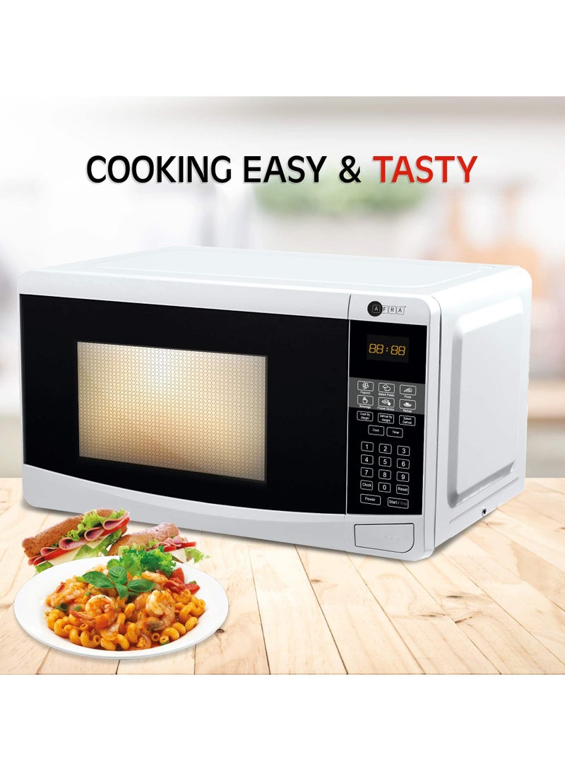 AFRA Microwave Oven, 20L, With Digital Control, 700W - Multiple Power Levels, Compact Design With Oven Grill And Quick Defrost Feature, ESMA, ROHS, CB Certified, AF-2070MWWT, With 2 Years Warranty 20 L 700 W AF-2070MWWT White