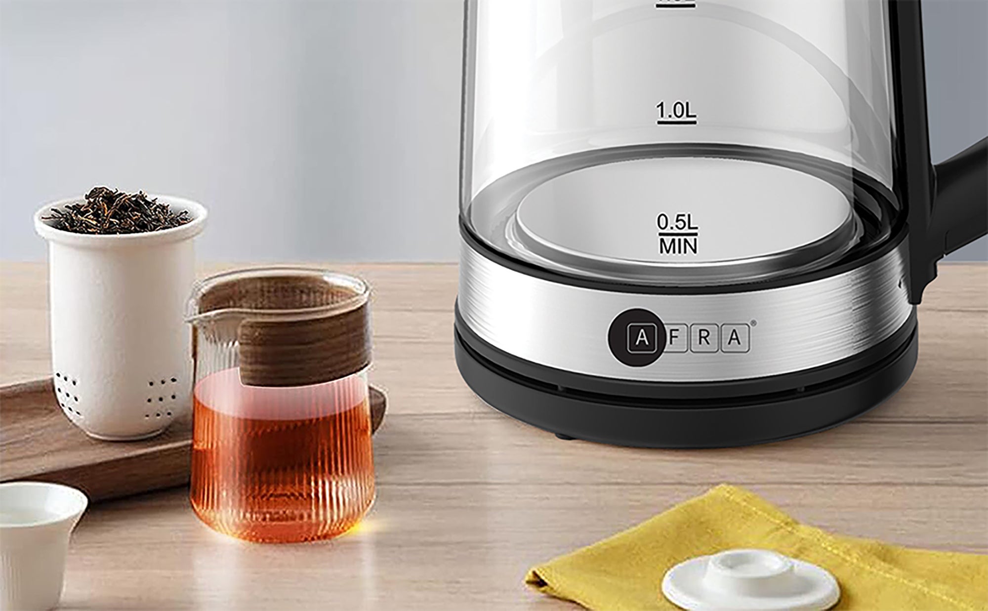 Electric Kettle | 1.7L | 2200W | 360° Cordless | Overheat Protection | Auto Shut-Off | Detachable Base | 2-Year Warranty 1.7 L 2200 W AF-171850KTGS Silver