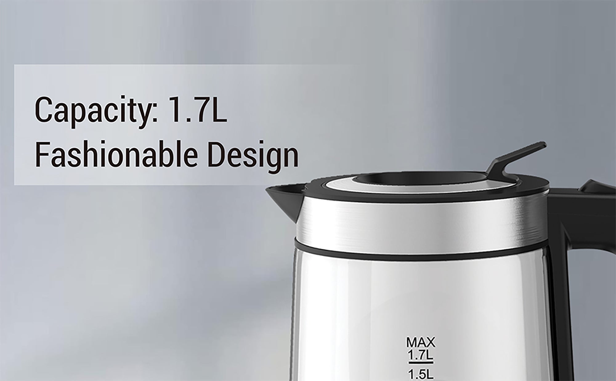 Electric Kettle | 1.7L | 2200W | 360° Cordless | Overheat Protection | Auto Shut-Off | Detachable Base | 2-Year Warranty 1.7 L 2200 W AF-171850KTGS Silver