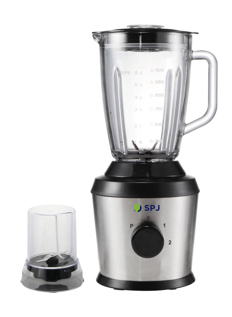 SPJ Mixer Grinder, 1.5L Jar With 50G CUP, High-Speed Mixer, 500W Powerful Blender With Safety Lock, Stainless Steel Blades, Pulse Function, BLACK & SILVER, BLINU-15L06, 1 Yr Warranty
