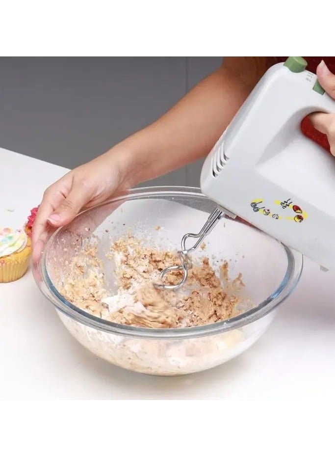 Hand Mixer 160W Professional Electric Handheld Mixer GHM2001 For Baking 5 Speed Function Which Includes Stainless Steel Beaters,Dough Hooks, Eject Button And Color White