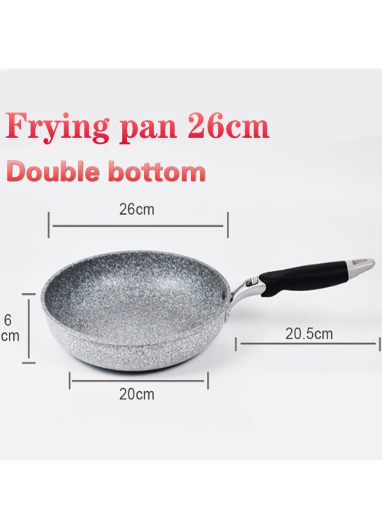 Smart Wok Pan With Marble Coating, Aluminium Fry Pan With Heat-resistant Handle,  Steak Cooking Gas Stove Skillet Cookware Tool For Kitchen Set, (Frying Pan 26cm)