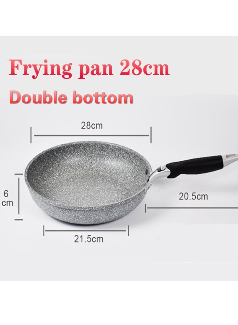 Smart Wok Pan With Marble Coating, Aluminium Fry Pan With Heat-resistant Handle,  Steak Cooking Gas Stove Skillet Cookware Tool For Kitchen Set, (Frying Pan 28cm)