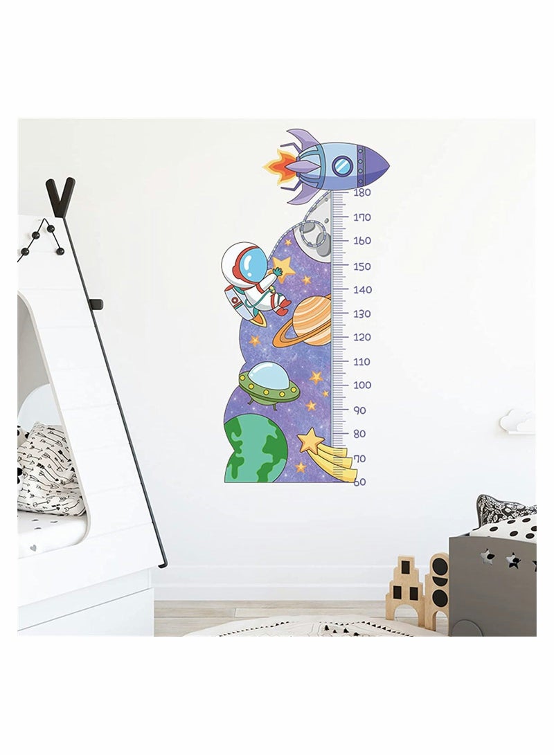 Kids Height Growth Chart Wall Stickers Outer Space Wall Decals Astronaut Kids Measuring Ruler Wallpaper Decals Peel and Stick for Kids Living Room Bedroom Wall Decor
