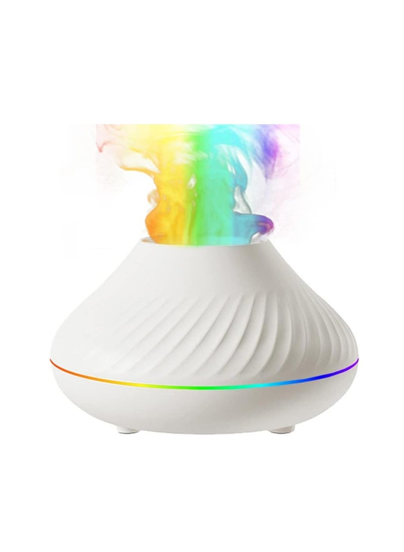 Essential Oil Diffuser, Home Flame Mimic Essential Oil Diffuser, Durable Long Lasting Aromatherapy Diffuser, Portable Colour Changing Room Diffusers For Home Office, (White)