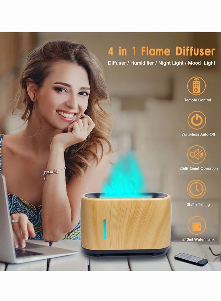 Essential Oil diffuser, Bluetooth Music Flame Aromatherapy Humidifier Diffuser, Durable Long Lasting Fragrance Diffuser, Portable Color Changing Room Diffusers For Home Office, (Brown 2)