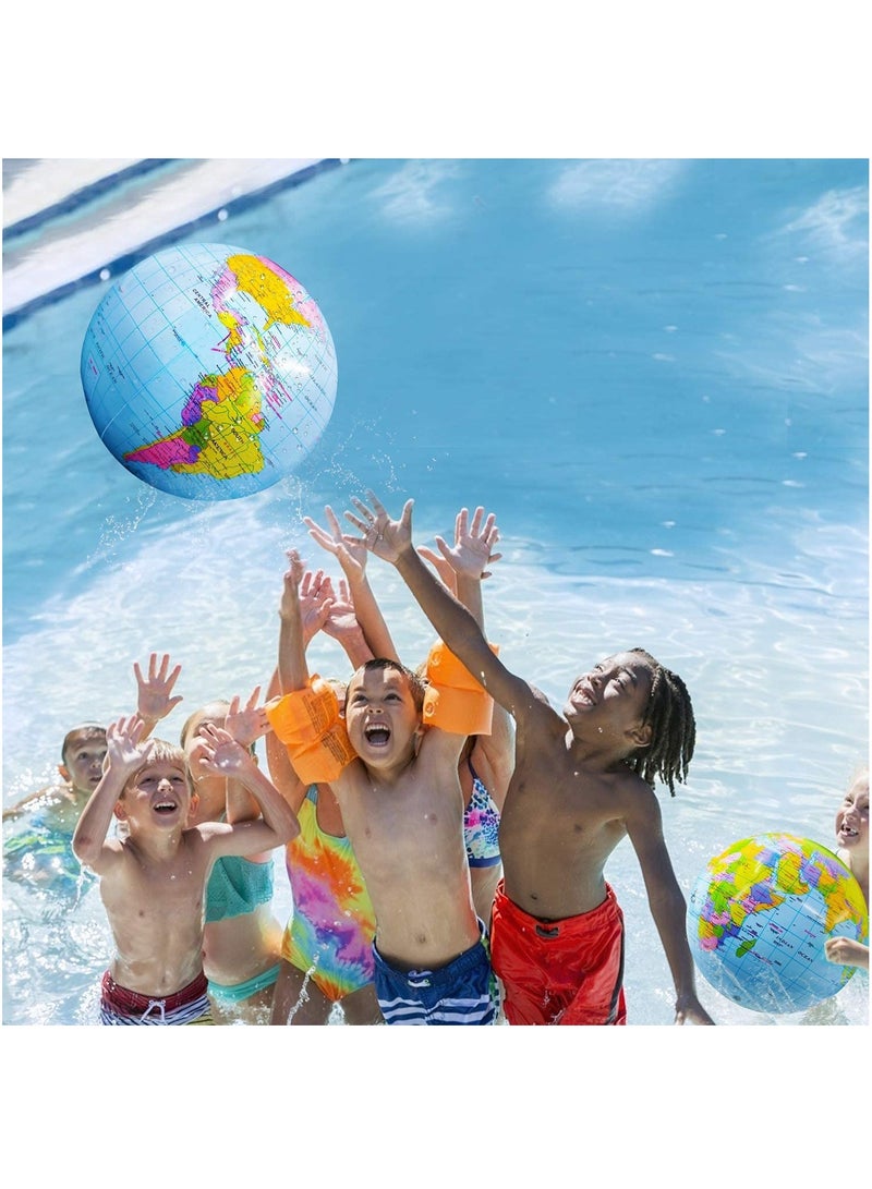 Globe Beach Ball Blow Up World Globe Inflatable Globe Beach Ball Earth Beach Ball Topographic Map Globes PVC Giant Globe Beach Ball for Kids School Classroom Geography Party Supplies 6 Pieces