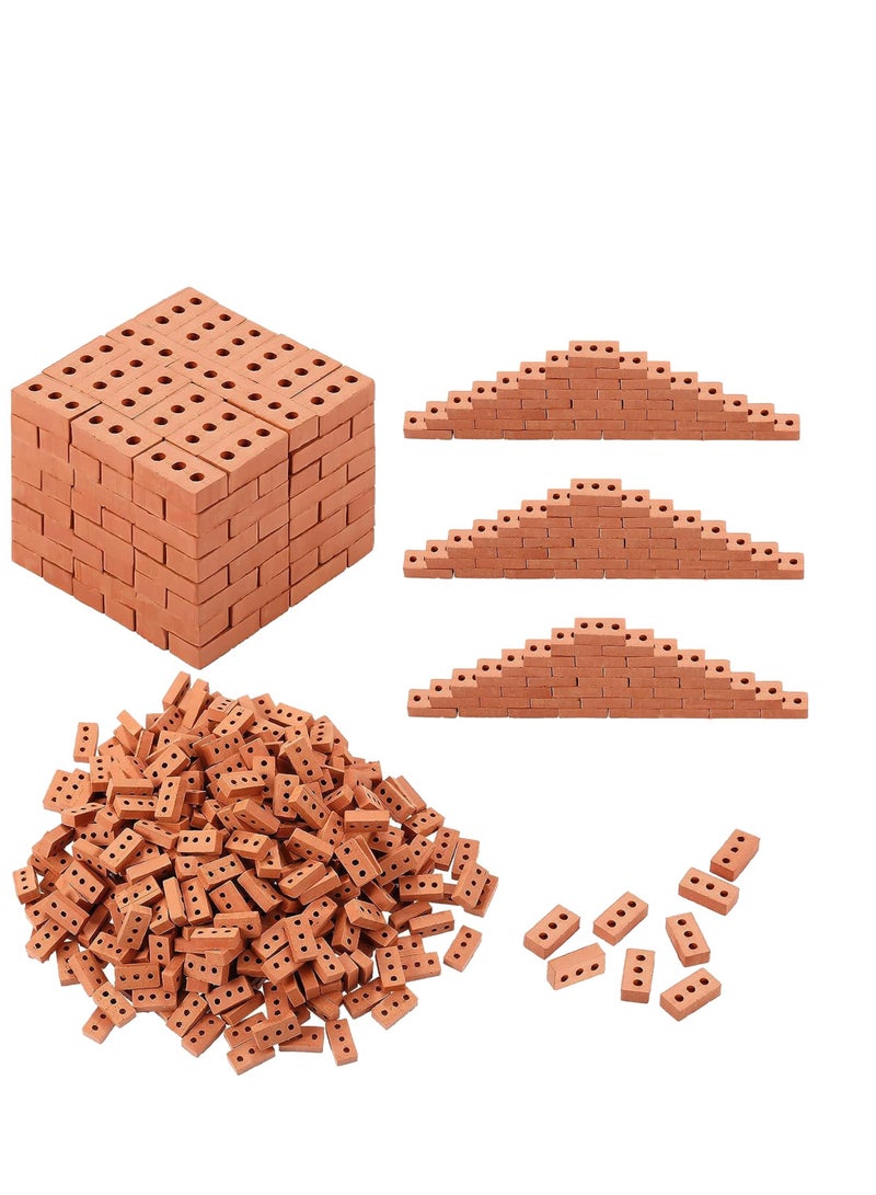 100 Pieces Mini Bricks Tiny Bricks, DIY Materials Realistic Fake Bricks Mini Blocks, Suitable for Miniature House Buding, Dollhouse Mini Garden Accessories (3 Holes Mini Red)