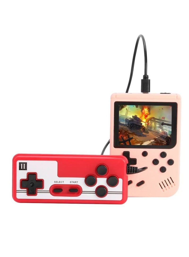 Mini Handheld Video Game, 8 Bit 3.0 Inch Color LCD Portable Pocket Video Game Machine, Compact And Lightweight Handheld Games Console With Built In 500 Games For Kids And Adults, (Pink Doubles)