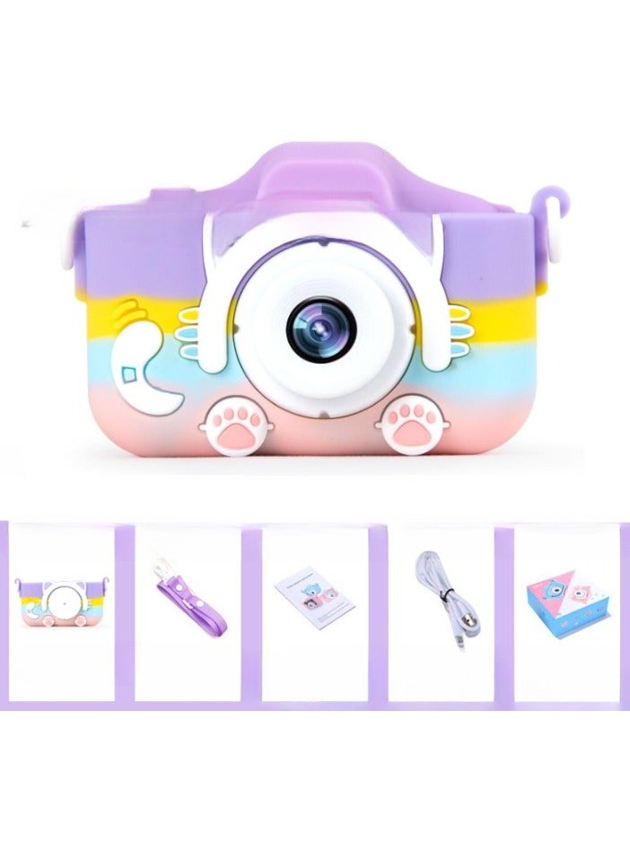Kids Camera, HD 1080p Shockproof Children Video Camera, Portable Mini  Dual Camera Toy, Multiple Functions Digital Camera For Girls Boys, (x5s HD dual camera rainbow purple cat)