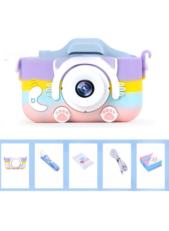 Kids Camera, HD 1080p Shockproof Children Video Camera, Portable Mini  Dual Camera Toy, Multiple Functions Digital Camera For Girls Boys, (x5s HD dual camera rainbow blue cat)
