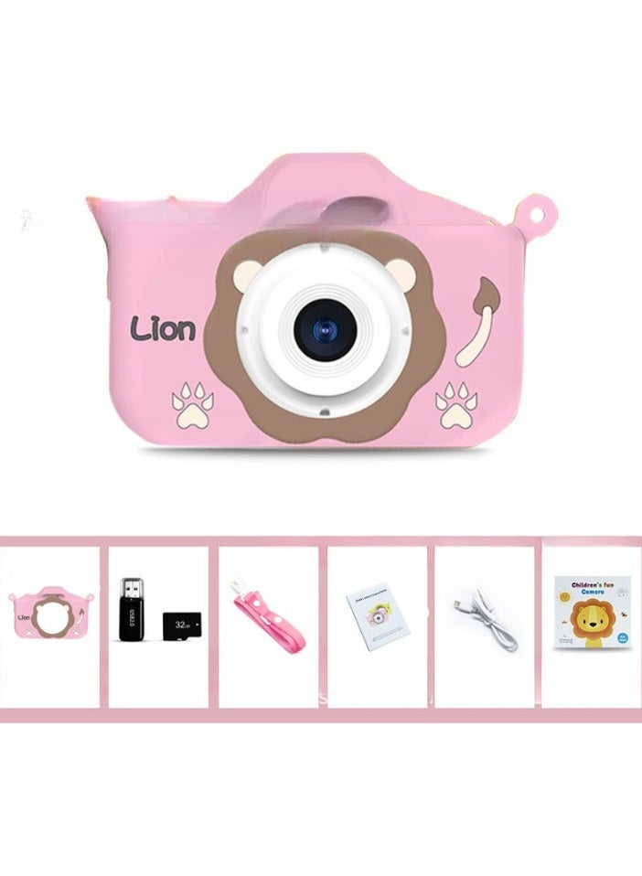 Kids Camera, HD 1080p Shockproof Children Video Camera, Portable Mini  Dual Camera Toy, Multiple Functions Digital Camera For Girls Boys, (X8s HD dual camera pink + 32g card + card reader)