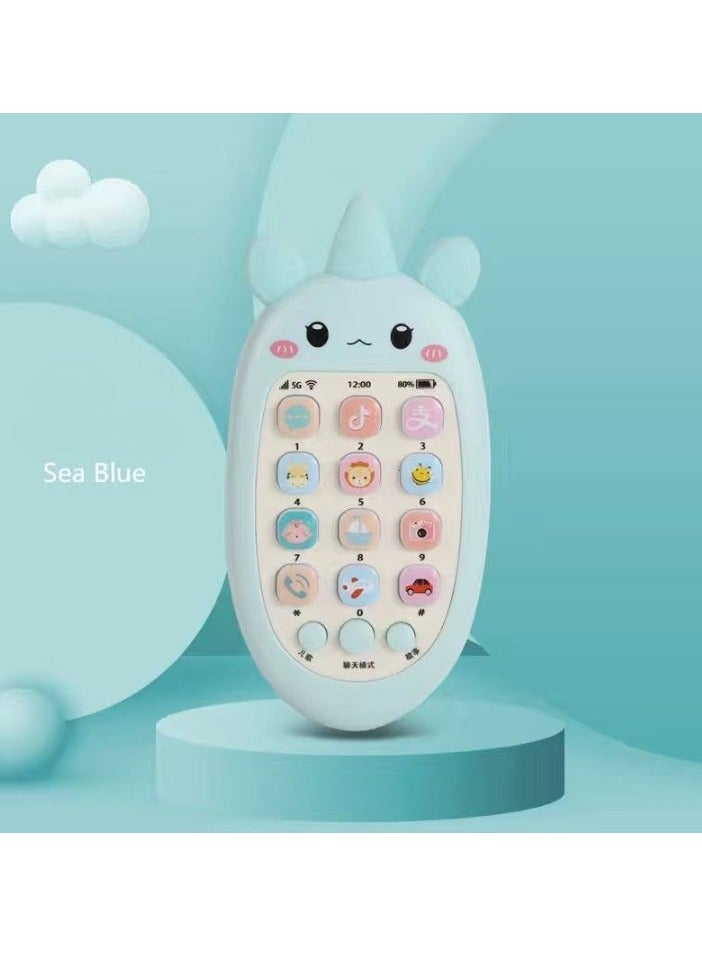 Kids Toy Phone, Educational Music Phone Toy, Safe Durable Baby Simulation Mobile Phone, Fun Light Music Early Educational Interactive Mobile Toy for Kids, (Pony Blue (Ordinary Battery))