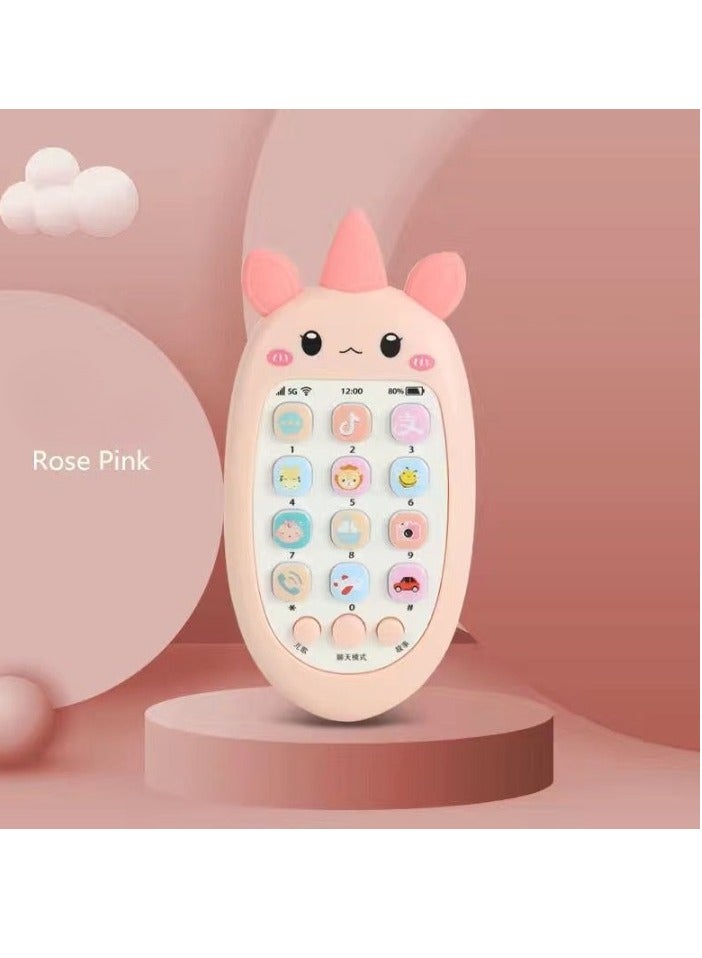 Kids Toy Phone, Educational Music Phone Toy, Safe Durable Baby Simulation Mobile Phone, Fun Light Music Early Educational Interactive Mobile Toy for Kids, (Pony Pink (Ordinary Battery))