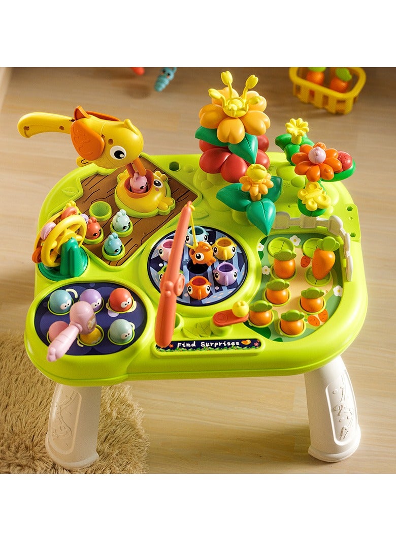 9-in-1 multifunctional farm game table for toddlers, children's activity table for children, toddlers, infants, boys and girls, infant and toddler education table.