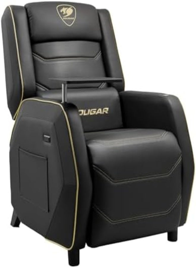 COUGAR Ranger Pro Royal Gaming Sofa, Steel-Frame, Breathable Pvc Leather, With Lumbar Pillow, 157° Recliner System, 160Kg Weight Capacity- Black