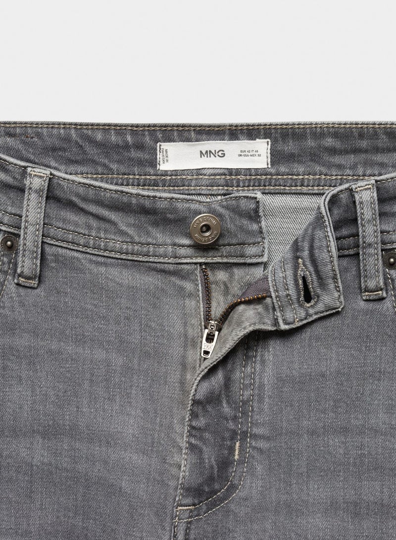 Straight Fit Mid Wash Jeans