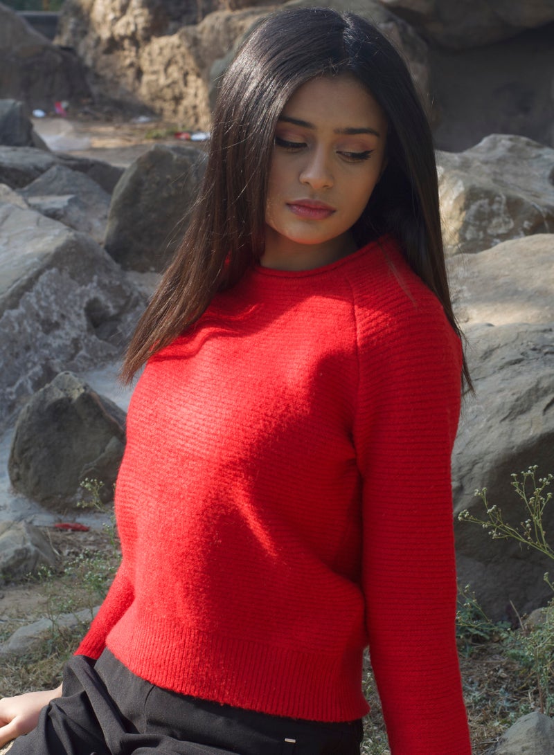 Round Neck Sweater Red
