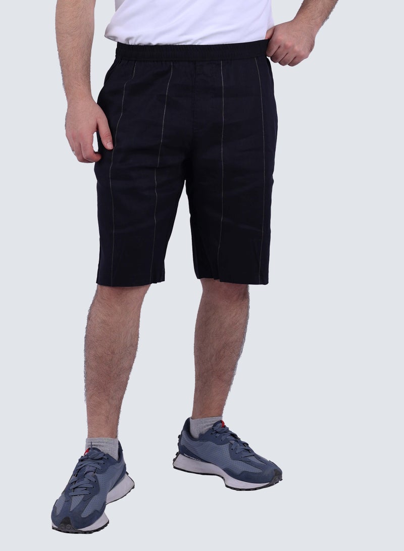 Men's Striped Stretchy Flat Front Short in Electric Blue