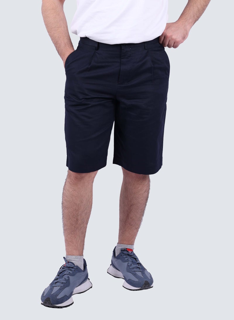 Men's Comfort Solid Stretchy Pleat Front Short in Electric Blue