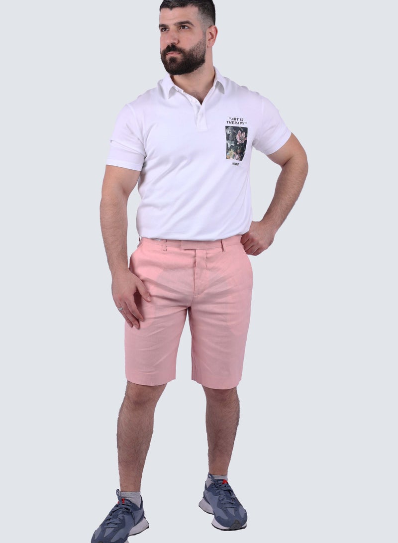 Men's Solid Stretchy Flat Front Short in Dirty Pink