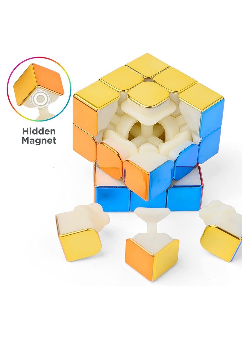 Magnetic Speed Rubix Cube  3x3x3 Speed Cube for Cyclone Boys Original Mirror Reflective Stickerless Magic Cube Personalized Shiny Cube Puzzles for Kids Adults