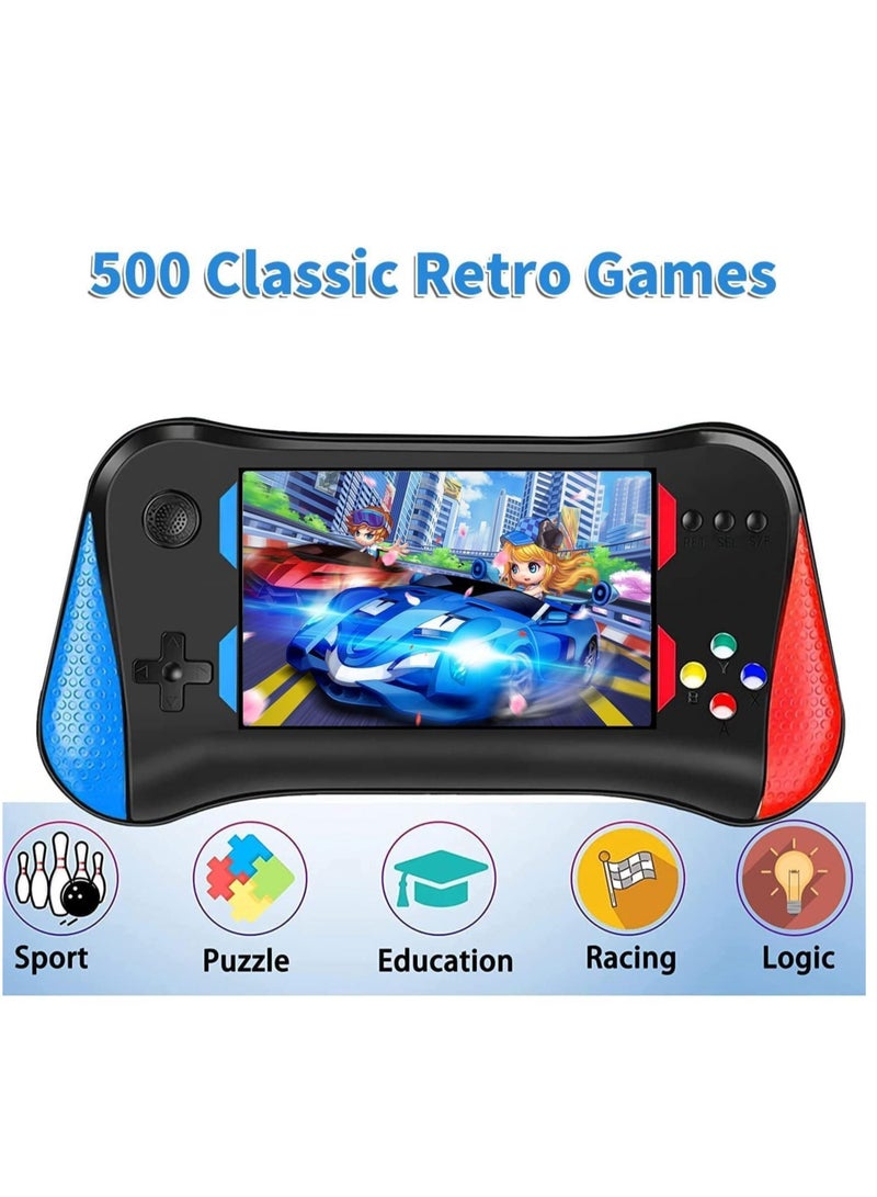 Handheld Game Console for Kids Adults, 3.5'' LCD Screen Retro Handheld Video Game Console, Preloaded 500 Classic Retro Video Games with Rechargeable Battery, Support 2 Players and TV Connection