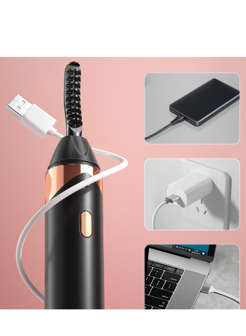 Heated Eyelash Curler, USB Rechargeable Electric Lash Curler, Portable Lashes Curling Wand, 24h Long Lasting Heat Eyelash Curler, Suitable for Girls