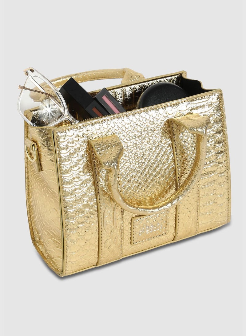 Solid Zip Lock Regular Vegan Leather Hand Bag with Detachable Strap For Women