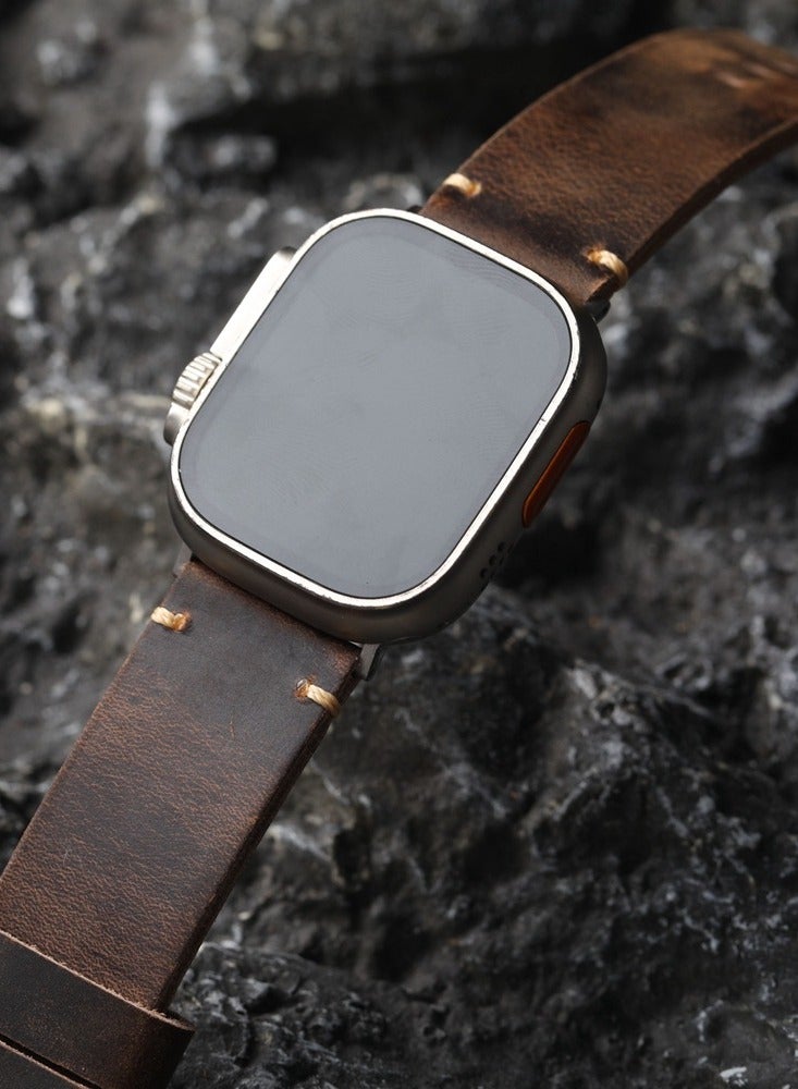 Suitable For Apple iwatch 45/44/43/42mm High-grade Head Layer Cowhide Genuine Leather Strap