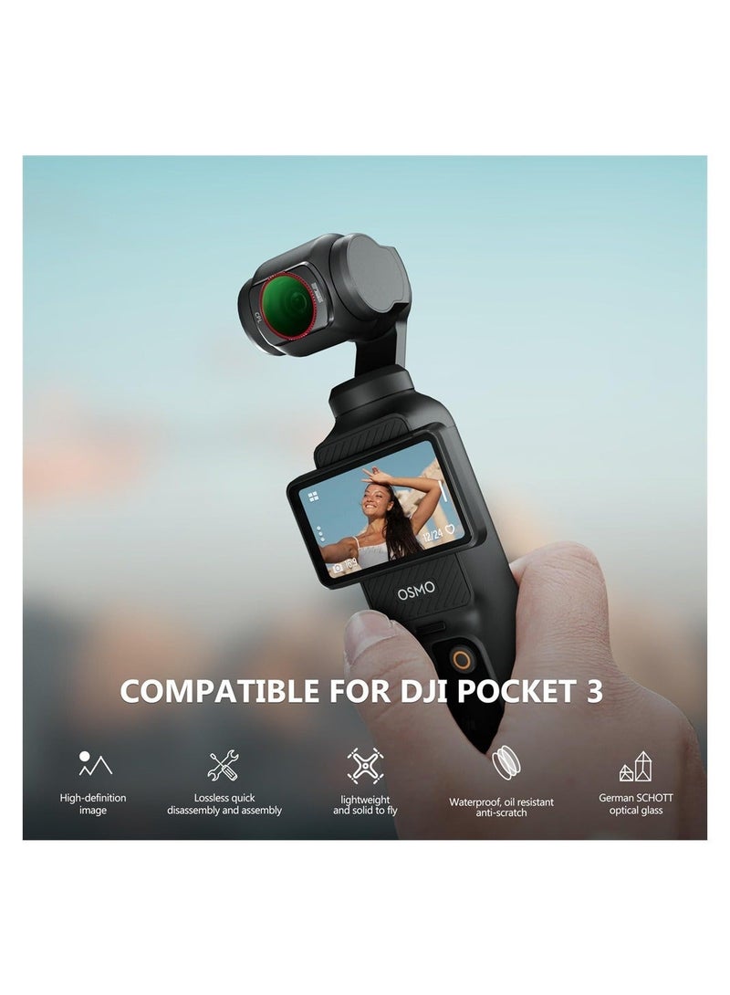 ND Filters Set for DJI Osmo Pocket 3 Creator Combo Accessories 6 Pack CPL,ND 8,ND 16,ND 32,ND 64,ND256 Magnetic Aluminum Version