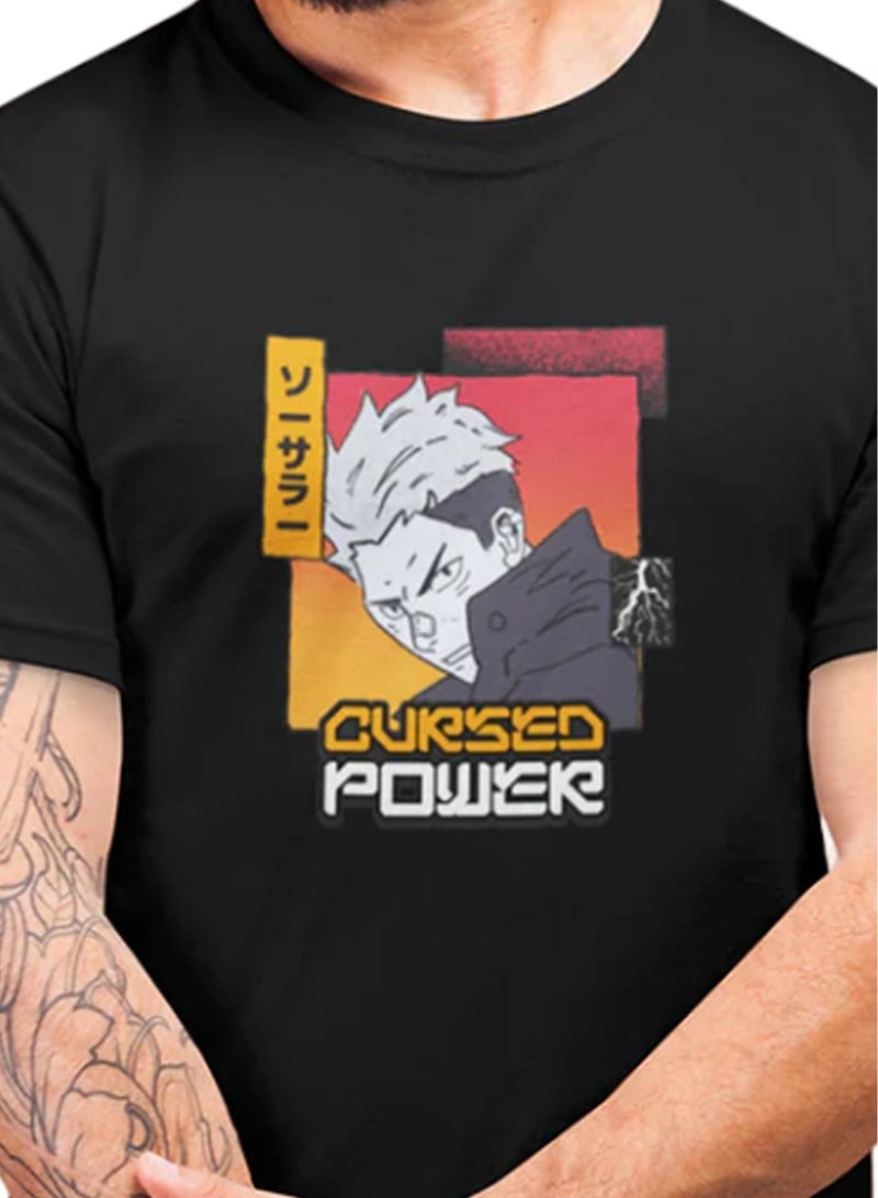 Cursed Power Graphic Printed Black Tshirt