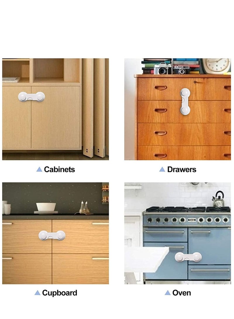 Child Safety Cabinet Locks, Easiest 3M Adhesive Baby Proofing Latches, Easy To Install, Lock Your Drawers and Cabinets to Prevent Toddlers from Dangerous Objects or Messing Up Stuffs, 10 Pcs