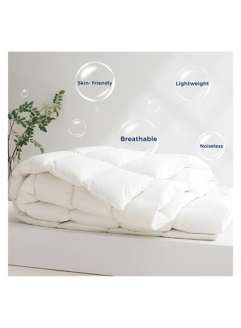 Infini Homes Microfiber Duvet Double Size White Soft, Lightweight, and Luxurious Box Pattern Design 220x240 cm