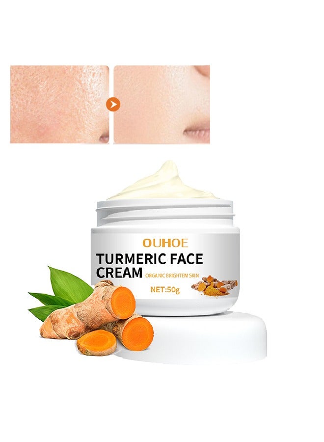 Turmeric Face Cream, For Face & Body All Natural Turmeric Skin Brightening Lotion Turmeric Cleanses Skin Fights Acne Evens Tone Fades Scars Sun Damage & Age Spots Pure Turmeric Cream Healing 50g