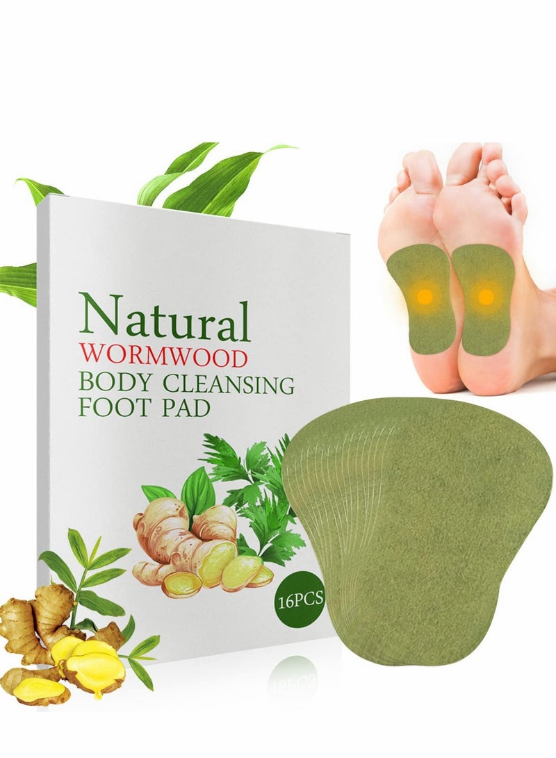 16Pcs Detox Foot Patches, Deep Cleansing Foot Patches, Detox Foot Pads with Wormwood and Ginger, Remove Body Toxins, Relieve Fatigue and Improve Sleep