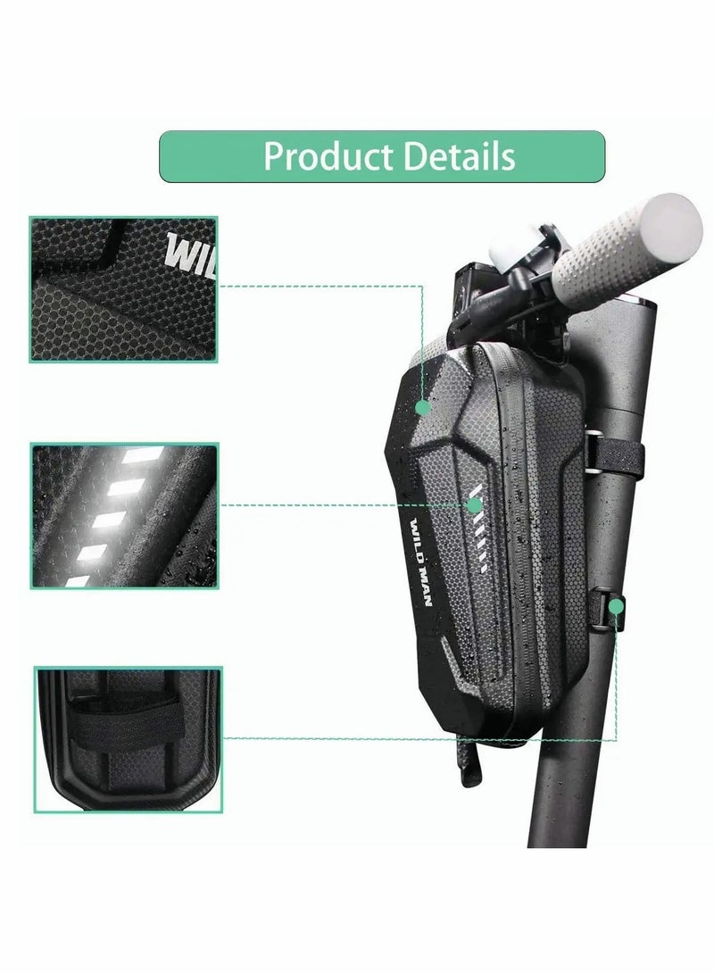 Electric Scooter Handlebar Bag, EVA Multi-Purpose Waterproof Scooter Storage Bag, Large Capacity Scooter Front Tube Hard Shell Bag for Electric Scooter/Electric Bike/Bicycle/Motorcycle