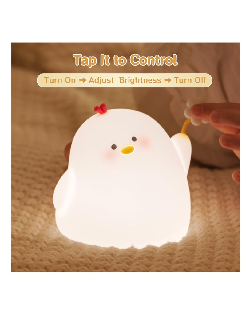 Night light for Kids, Chicken Cute Night Light for Toddler 1-3, Kids Night Light for Room, Bedroom, Bedside, Silicone Soft Lamp with 30 Min Timer and Auto Off, Ideal Gift