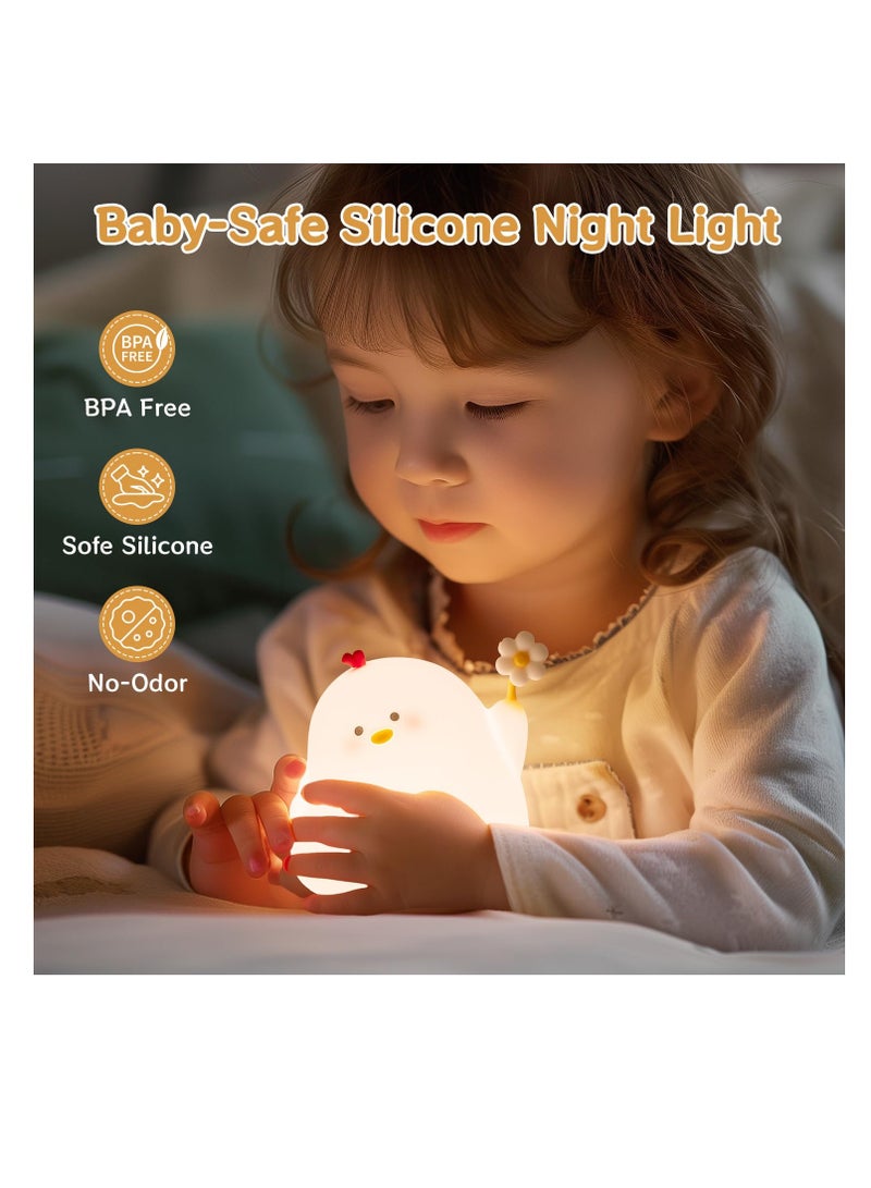 Night light for Kids, Chicken Cute Night Light for Toddler 1-3, Kids Night Light for Room, Bedroom, Bedside, Silicone Soft Lamp with 30 Min Timer and Auto Off, Ideal Gift