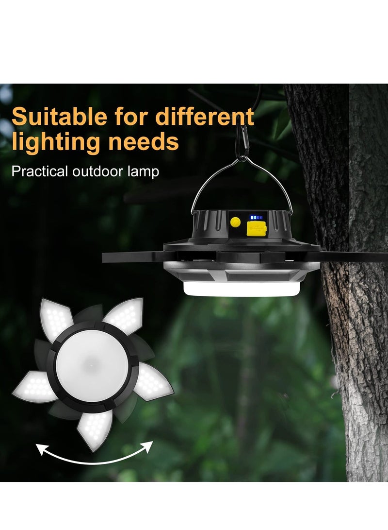 Camping Lantern Rechargeable, Solar 800Lumen Ultra Bright Tent Light with 5 Light Modes, Rotatable 5-Leaf Camping Lamp, 4000mAh 10+ Hrs Battery Life for Hiking, Camping, Fishing, Hunting, Power Cuts