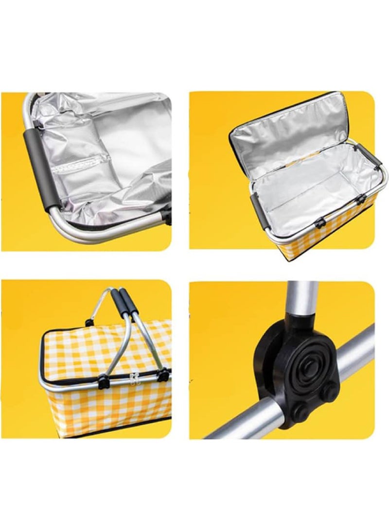 Picnic Mat and Basket Beach and Desert Mat Foldable Cooler Bag and Picnic Blanket 145CM*200CM Large Size Waterproof and Sandproof Camping Mat (Mat and Basket)