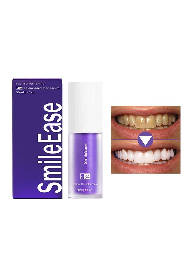 Teeth Brightening Color Corrector Serum, Purple Teeth Whitening Toothpaste, Remove Stains, Remove Coffee, Stains, Yellow Teeth (30ml)