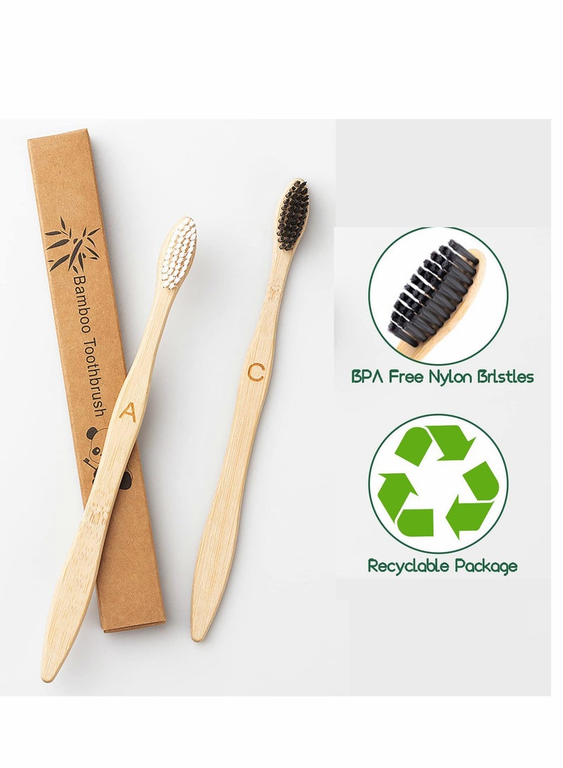 Bamboo Toothbrush, with Travel Case & Charcoal Dental Floss | BPA Free Soft Bristles | Eco-Friendly, Natural Bamboo Toothbrush Set | Biodegradable & Compostable Wooden Toothbrushes 20 Pack