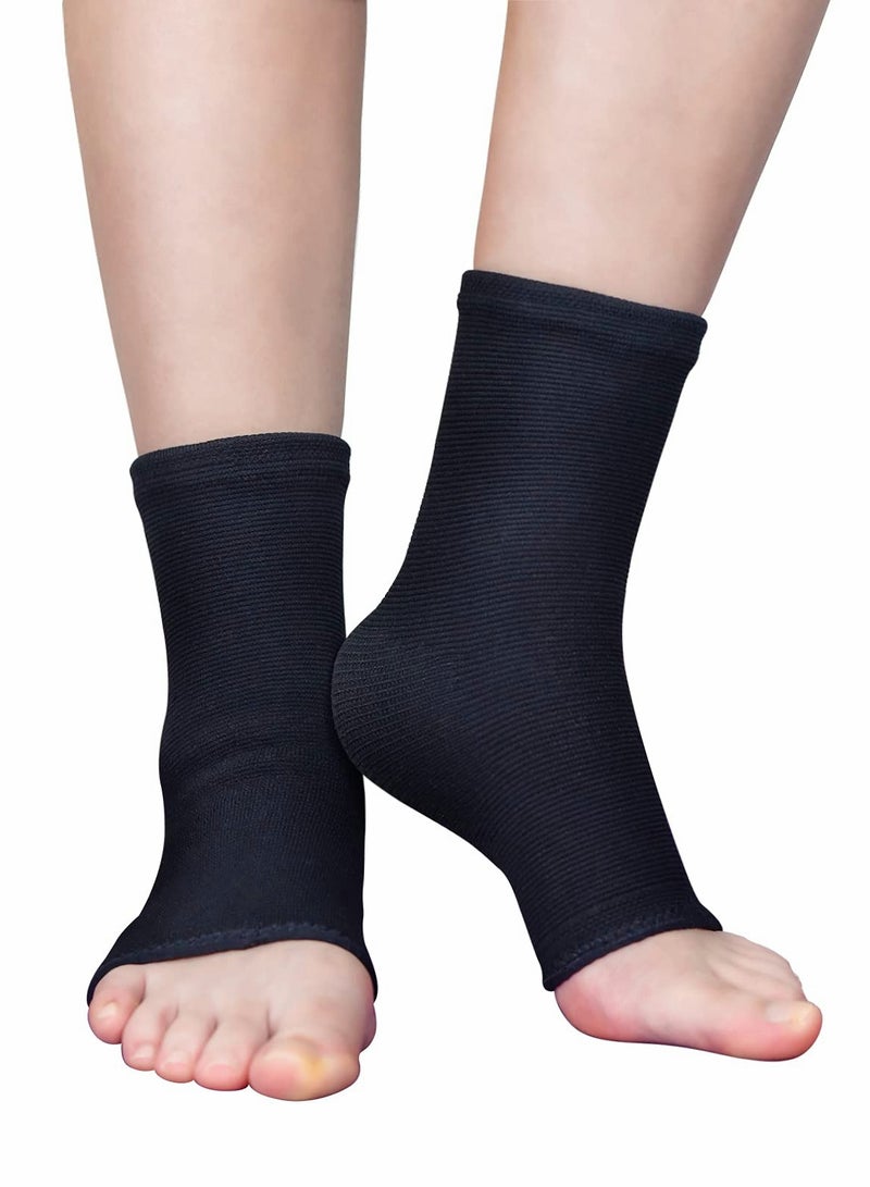 Black Ankle Support Brace 1 Pair, Plantar Fasciitis Socks, Breathable Anti-Slip Compression Sleeve for Sprained Ankle, Ligament Damage, Achilles Tendonitis, Swelling, Pain Relief, Sports
