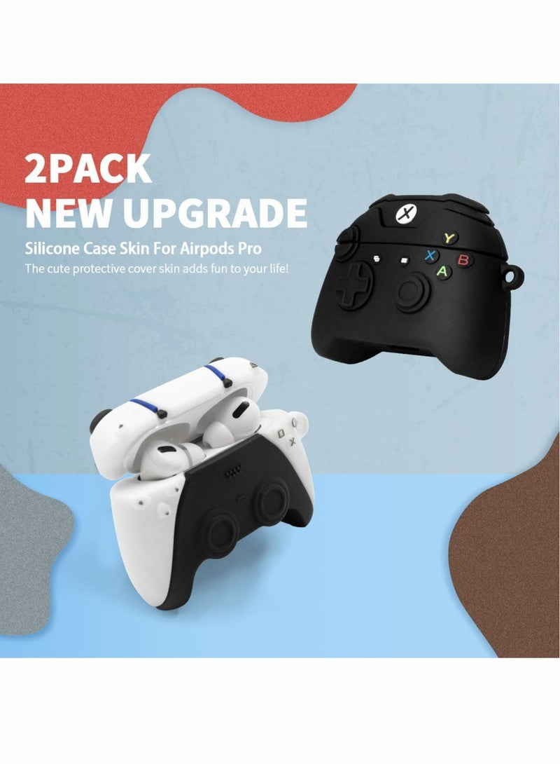 Game Controller Airpods Pro Case, 3D Cute Fashion Cool Design Airpods Pro Cover, Unique Stylish Funny Protective Skin Accessories Airpod Pro Silicone Case 2Pack