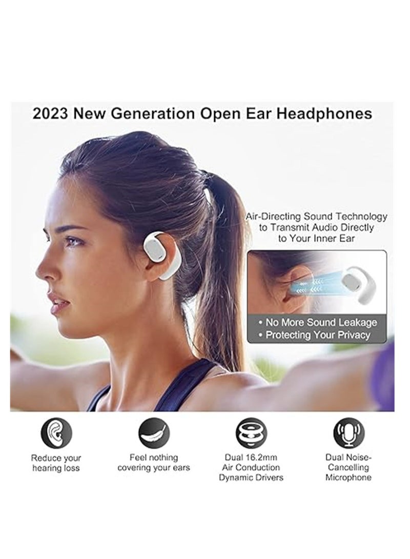 Open Ear Headphones, VG332 2023 Version, with Dual 16.2mm Dynamic Drivers Deep Bass, Air Conduction Headphones Bluetooth 5.3 Touch Control Wireless Earbuds, Up to 16 Hours Playtime