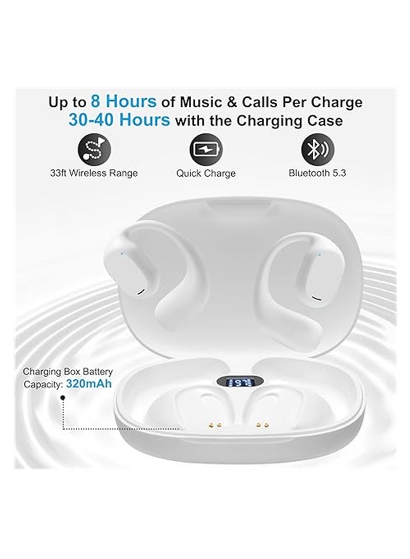 Open Ear Headphones, VG332 2023 Version, with Dual 16.2mm Dynamic Drivers Deep Bass, Air Conduction Headphones Bluetooth 5.3 Touch Control Wireless Earbuds, Up to 16 Hours Playtime