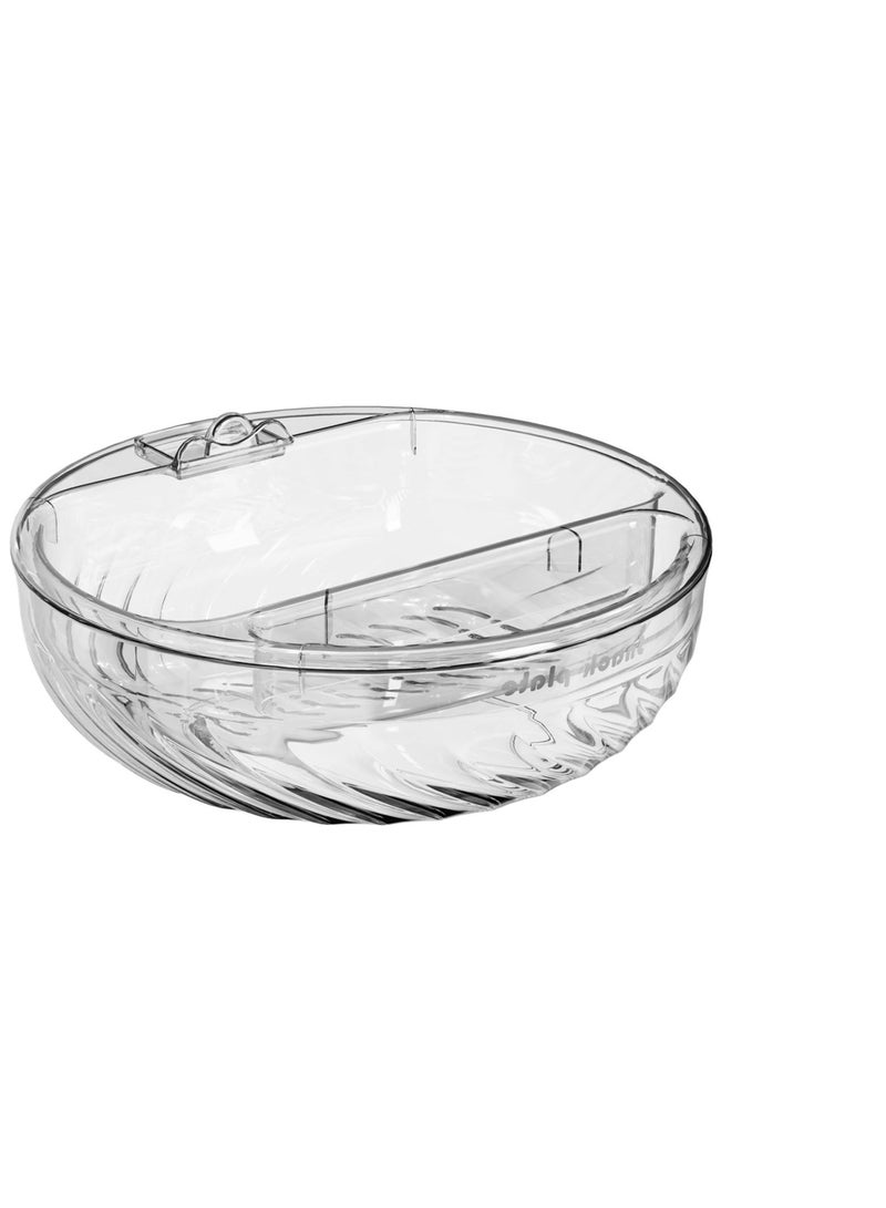 Fruit Basket for Kitchen, Double-Layer Draining Fruit Snack Bowl with Phone Holder, Dining Table Centerpiece Decor, Snack Tray with Lid for Kitchen and Home Decor, Transparent Sliver