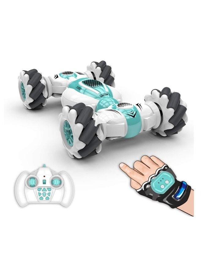 Stunt Car Remote Control Watch Gesture Sensor Transformable Electric Toy Double-Sided Rotating Stunt Twisting Climbing Car 360° Flip Children's Birthday Gift