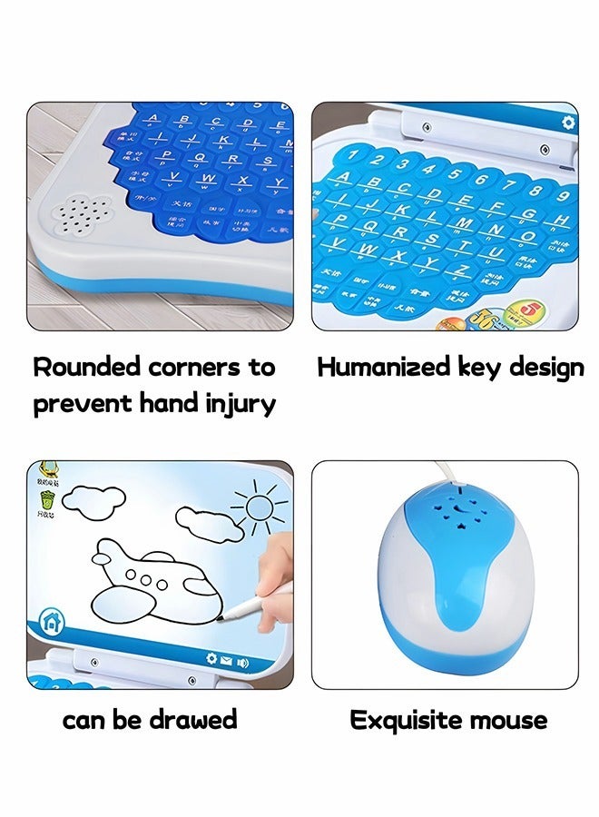 Learning Computers with Drawing Board for Kids,Educational and Bilingual Laptop Chinese and English,Kids Toy Laptop Tablet Learning Educational Game for Kids